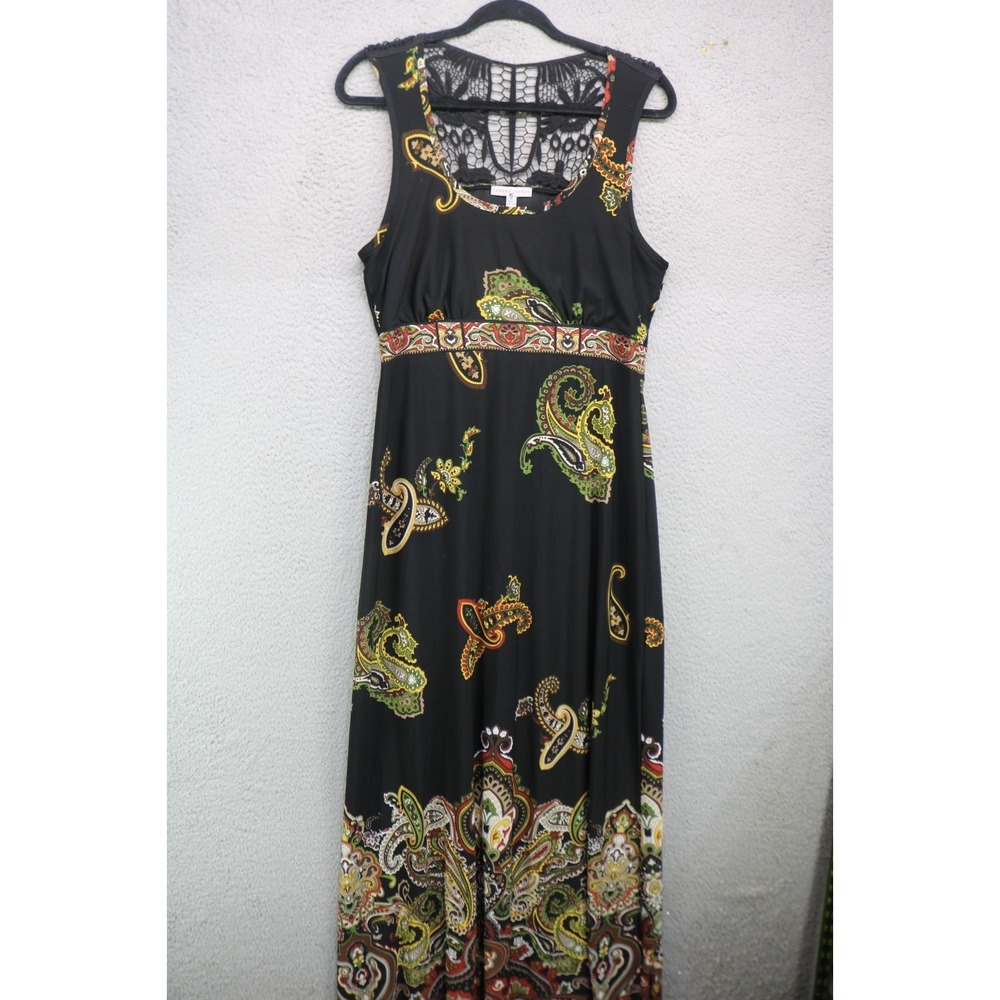 Sandra Darren Sleeveless Babydoll Maxi Dress-Size 12-Crochet-Whimsigoth